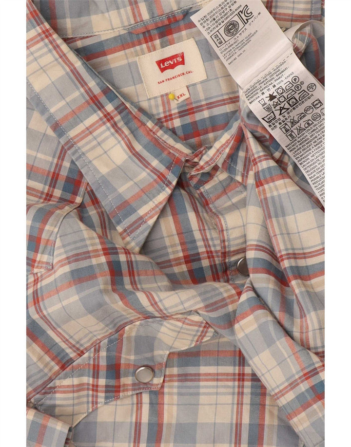 Levi's kortærmet herreskjorte 2XL blå ternet bomuld