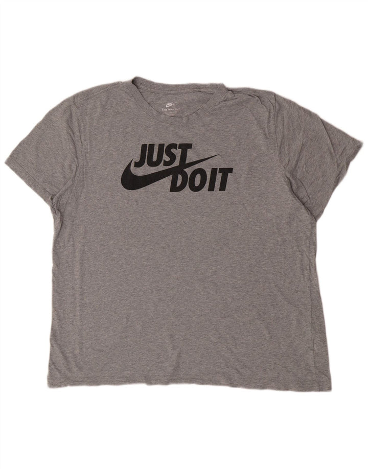 Nike grafisk t-shirt top til mænd 2XL grå flækket bomuld