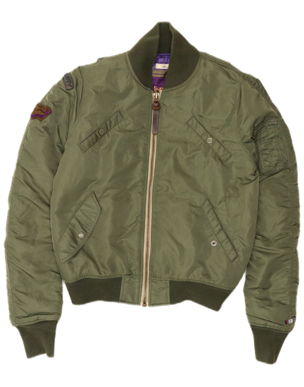 SUPERDRY Bomberjakke til kvinder UK 14 Medium Khaki Nylon