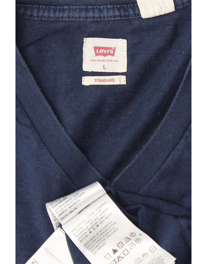 LEVI'S Herre Standard T-Shirt Top Stor Marineblå Bomuld