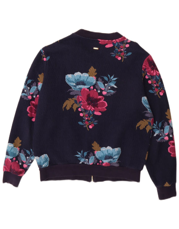 Joules træningsdragt topjakke til kvinder UK 12 Medium Navy Blue Floral Polyester