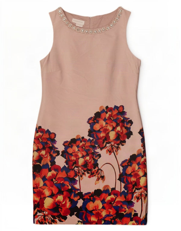 Monsoon Womens Ærmeløs Skede Kjole UK 10 Small Pink Floral Viscose
