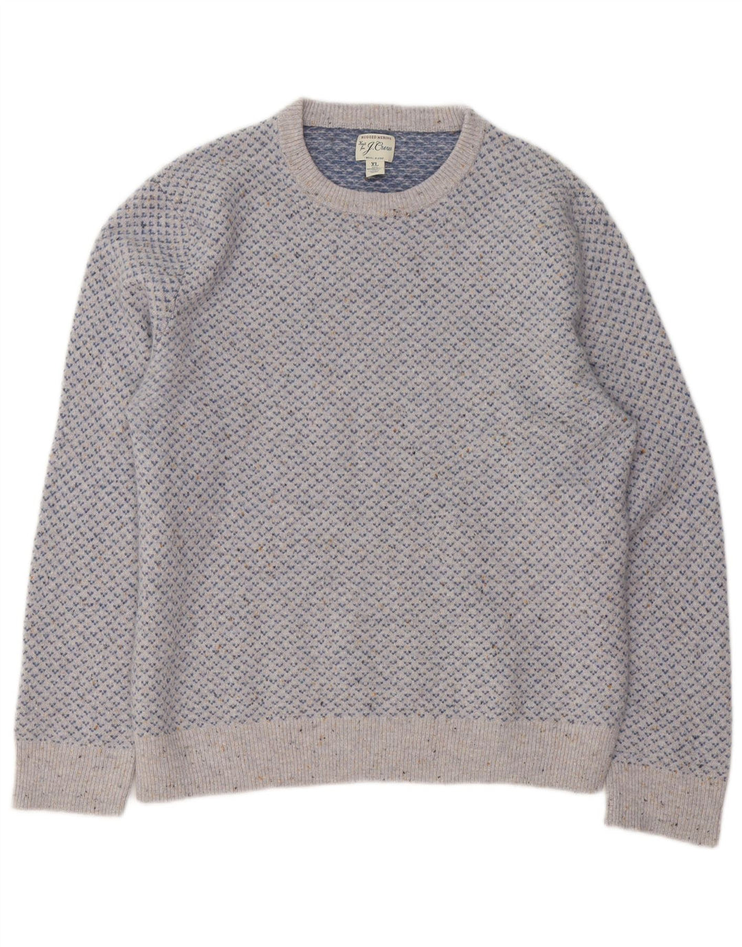 J. Crew Herre sweater med rund hals XL Grå Flecked Uld