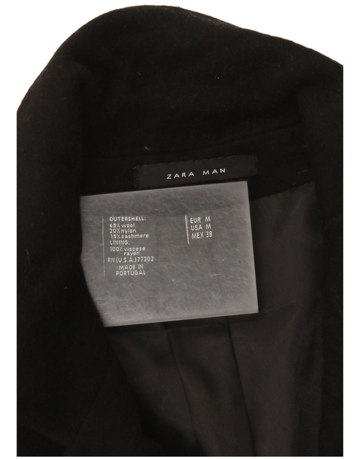 Zara Herre Overfrakke UK 38 Medium Sort Uld