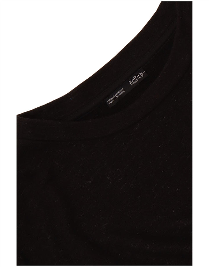Zara Dame Top Langærmet UK 14 Medium Sort Flecked
