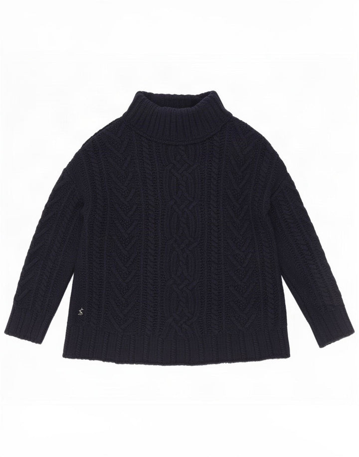 Joules Dame Turtle Neck Jumper Sweater UK 12 Medium Navy Blue Akryl