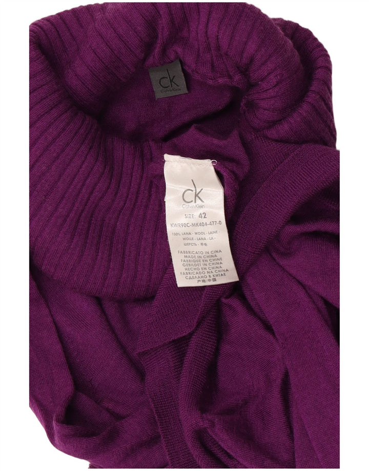 Calvin Klein Dame Rullehalstrøje EU 42 Stor Lilla Uld