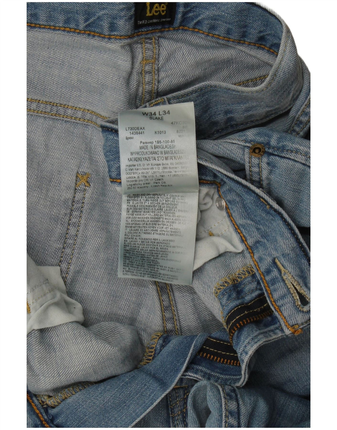 Lee Herre Blake Straight Jeans W34 L34 Blå Bomuld
