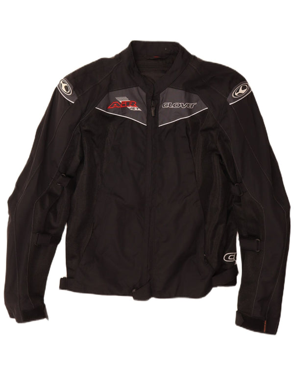 Clover Womens Graphic Racer Jacket UK 14 Medium Black Colourblock Polyamid