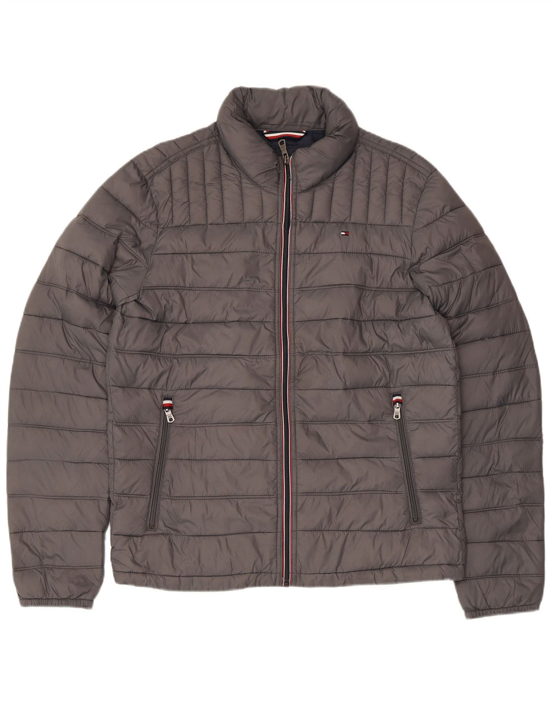 TOMMY HILFIGER Polstret herrejakke UK 36 Lille grå nylon