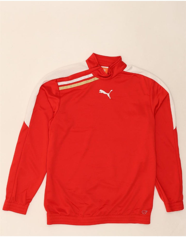 PUMA Boys Zip Neck Pullover Tracksuit Top 15-16 Years Red Colourblock Vintage Puma and Second-Hand Puma from Messina Hembry 