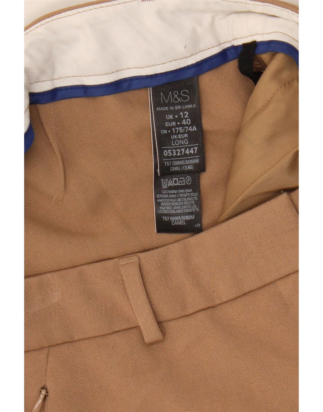 Marks & Spencer Dame Slim Chino Bukser UK 12 Medium W32 L33 Brun