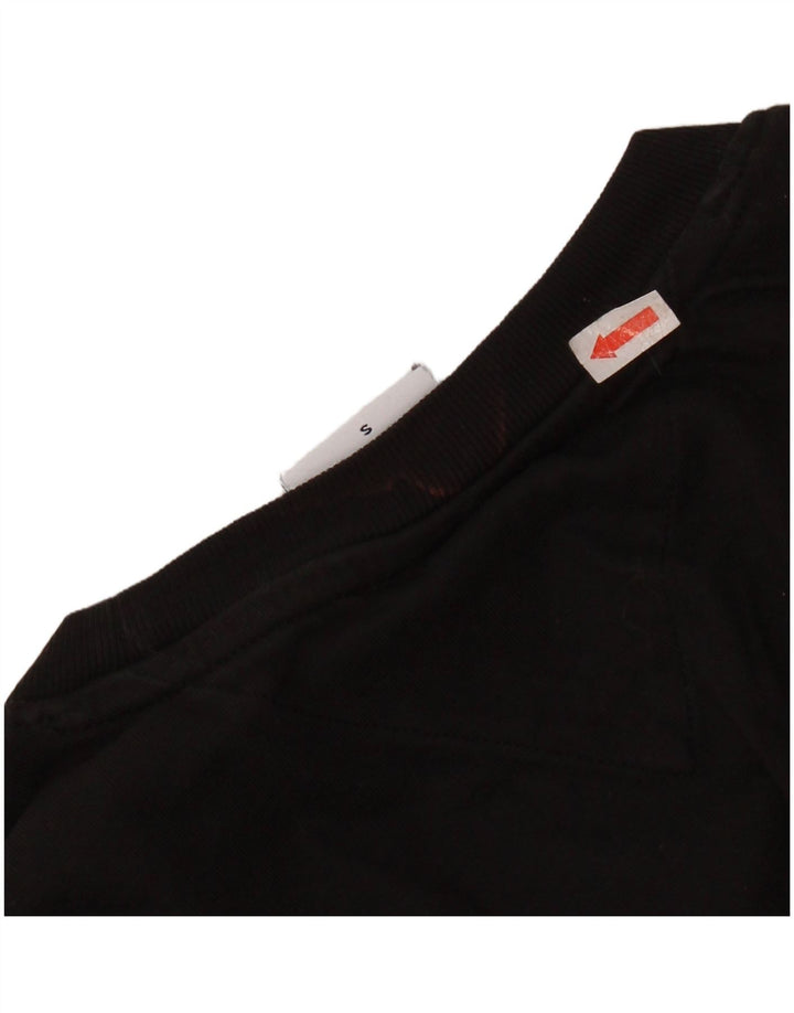 TOMMY HILFIGER Dame Crop Grafisk T-Shirt Top UK 10 Small Black Bomuld