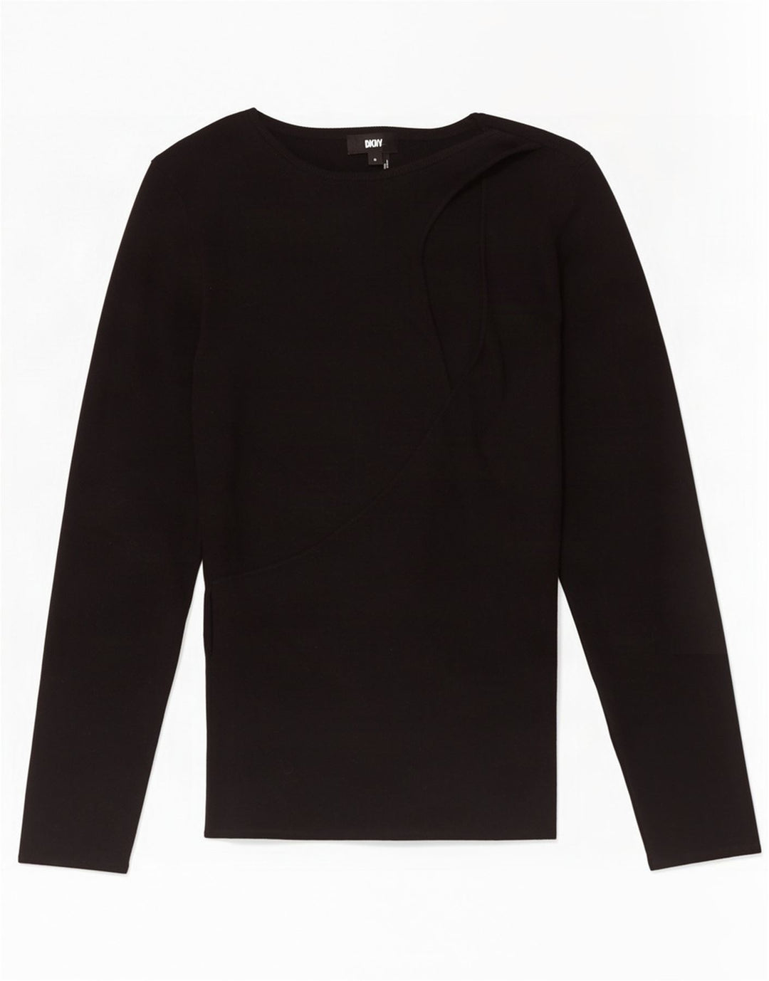 Dkny Dame Boat Neck Jumper Sweater UK 12 Medium Sort Bomuld