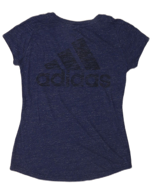 Adidas Grafisk T-Shirt Top UK 12 Medium Navy Blue Flecked