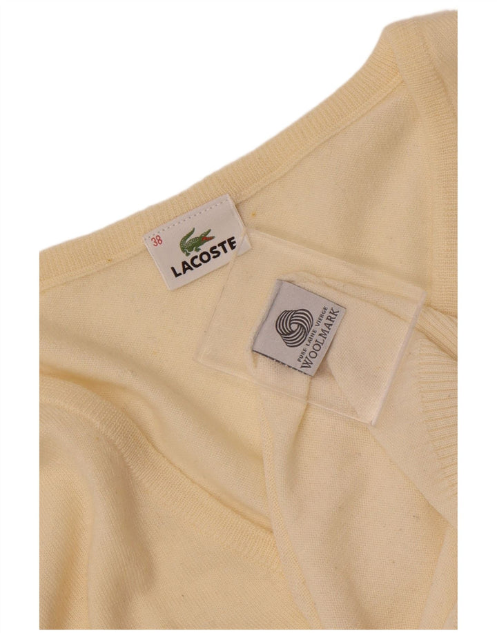 Lacoste Dame V-hals sweater Størrelse 38 Medium Off White Uld