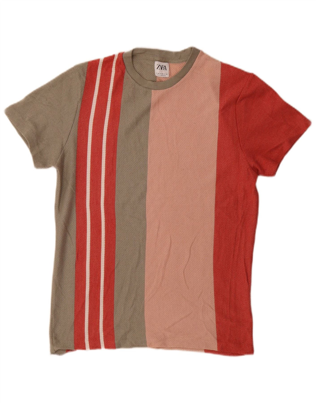 Zara Herre T-Shirt Top Medium Flerfarvet Stribet
