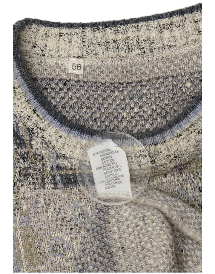 VINTAGE Mens Crew Neck Jumper Sweater IT 56 XL Multicoloured Geometric