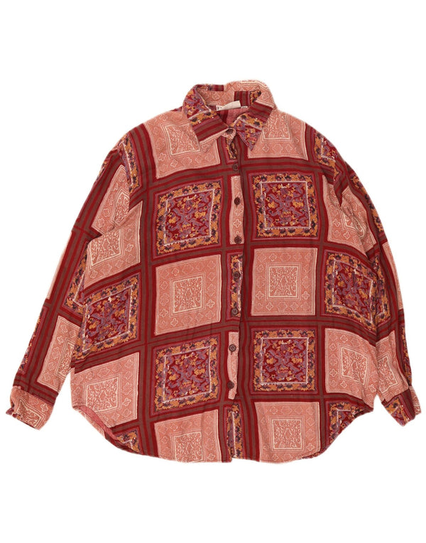 Vintage dameskjorte str. 50 3XL Burgundy Patchwork Viscose