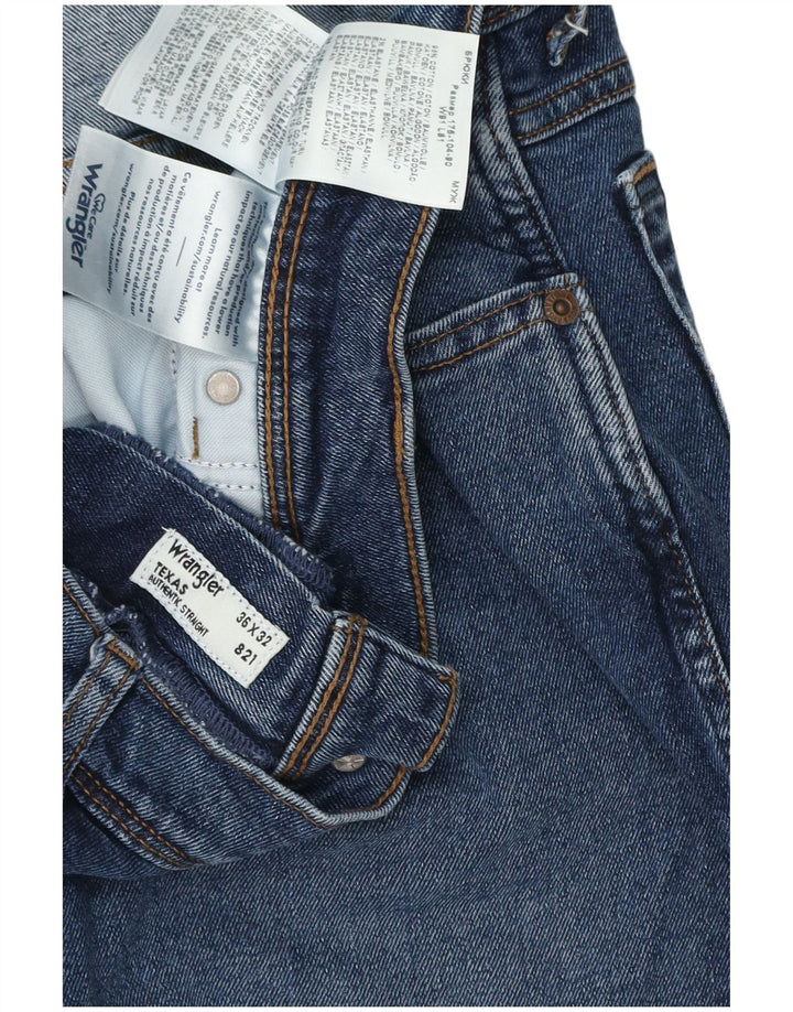 Wrangler Herre Texas Straight Jeans W36 L32 Blå Bomuld