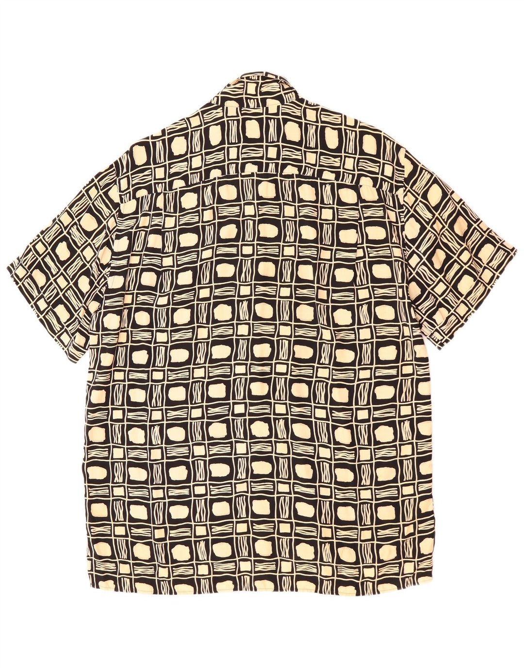 Vintage Kortærmet Herreskjorte Stor Sort Geometrisk