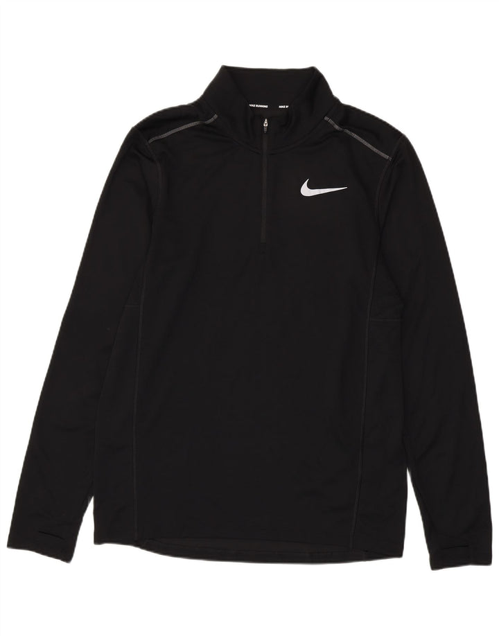 Nike Herre Dri Fit Pullover med lynlås-hals Træningsdragt Top Medium Sort Polyester