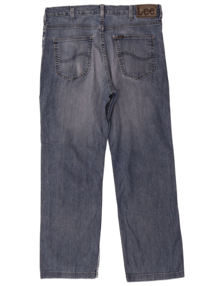 LEE Herre Brooklyn Straight Jeans W36 L29 Blå Bomuld