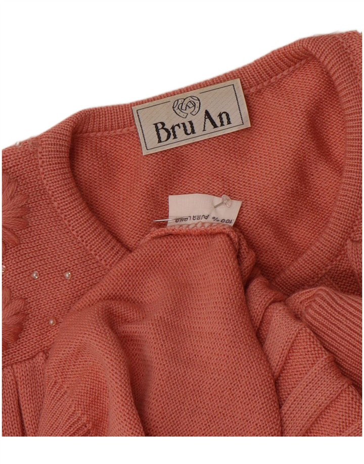 Vintage dame cardigan sweater UK 16 Large Pink Wool