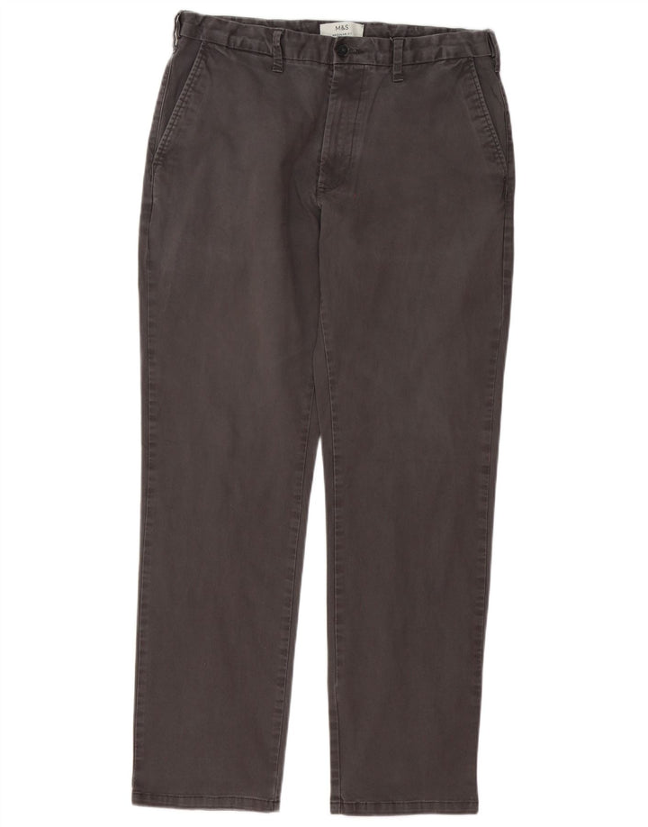 Marks & Spencer Herre Regular Fit Chinobukser W34 L30 Grå Bomuld