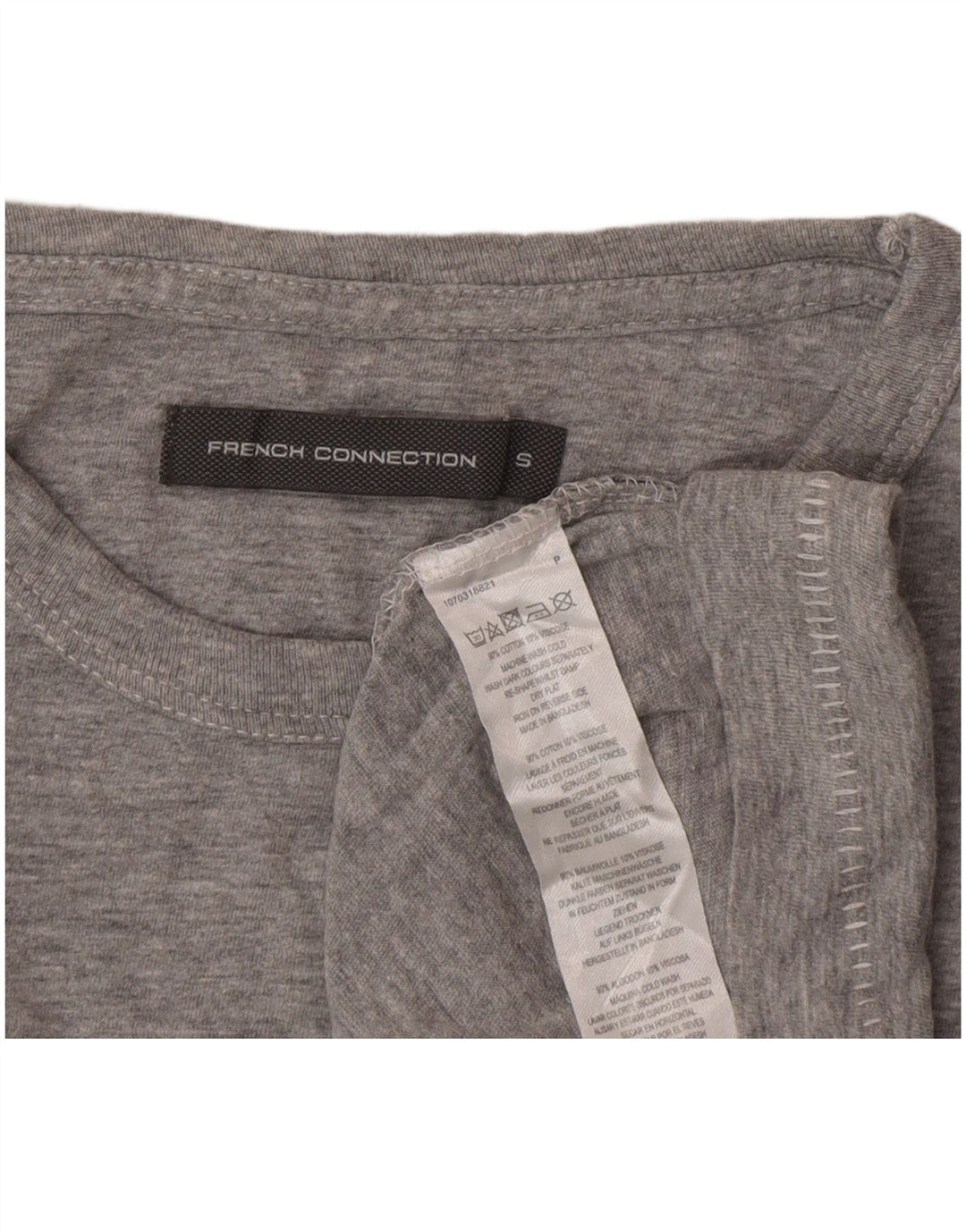 French Connection Dame T-Shirt Top UK 10 Lille Grå Bomuld