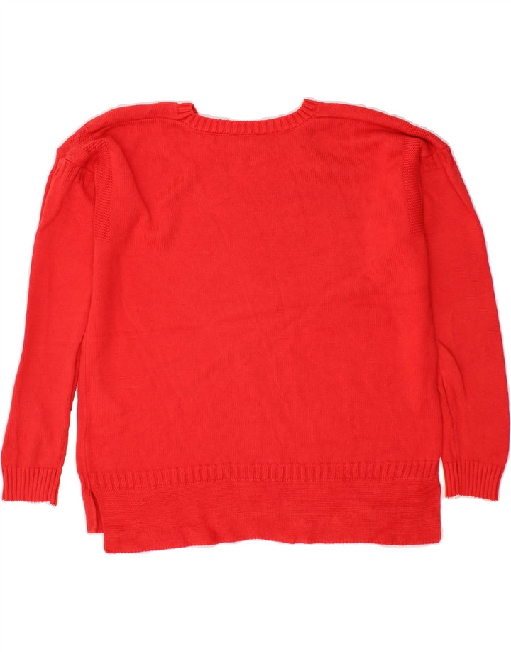 JULES Womens Oversized Boat Neck Jumper Sweater UK 10 Small Red Cotton Vintage Jules and Second-Hand Jules from Messina Hembry 
