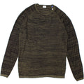 JACK & JONES Mens Crew Neck Jumper Sweater Medium Khaki Striped Cotton Vintage Jack & Jones and Second-Hand Jack & Jones from Messina Hembry 