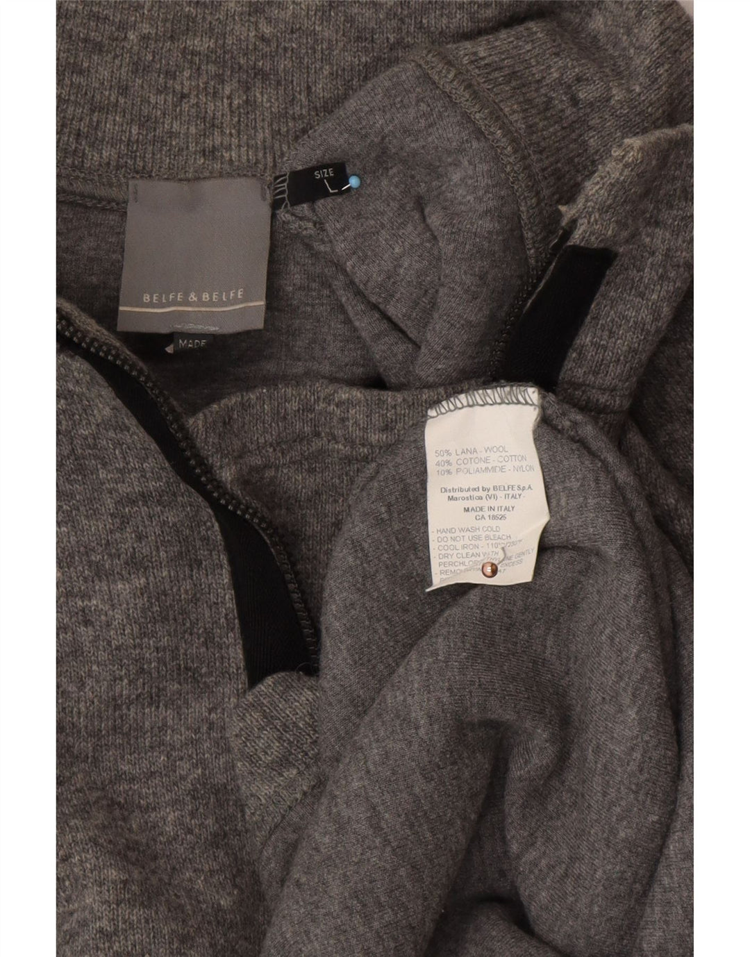 BELFE & BELFE Sweater med lynlås til mænd Stor grå uld