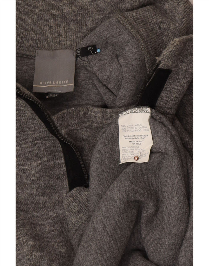 BELFE & BELFE Sweater med lynlås til mænd Stor grå uld