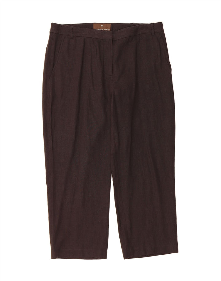 FENN WRIGHT MANSON Womens Crop Suit Trousers UK 14 Large W32 L25  Black Vintage Fenn Wright Manson and Second-Hand Fenn Wright Manson from Messina Hembry 