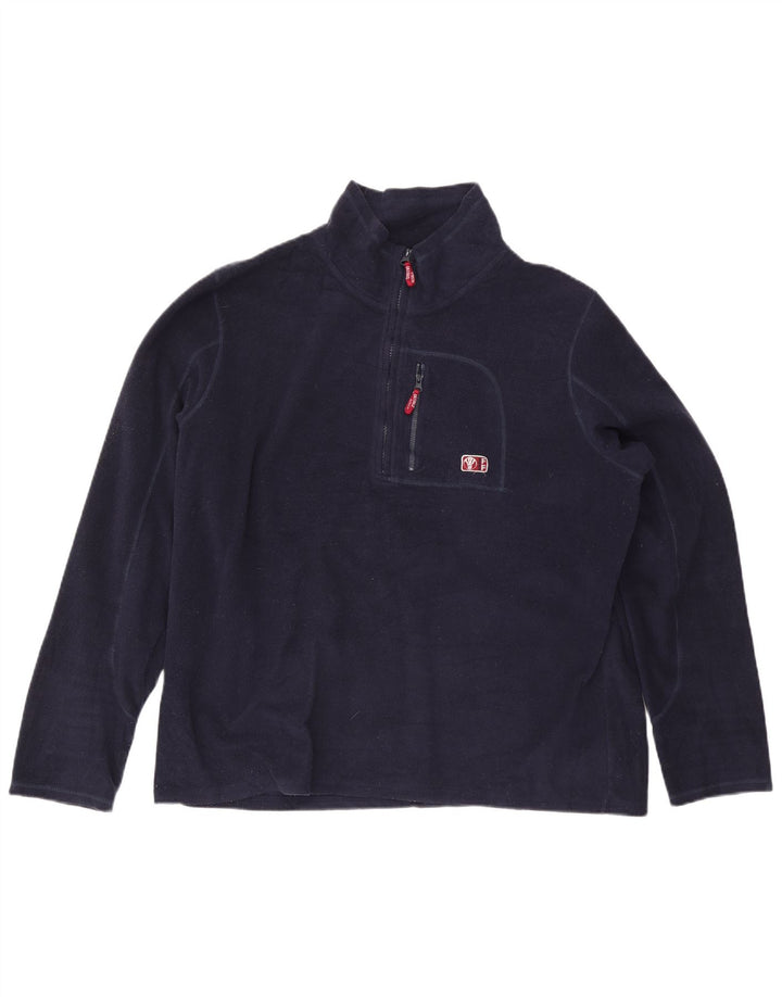 Fedt ansigt herre lynlås hals fleece jumper 2XL marineblå polyester