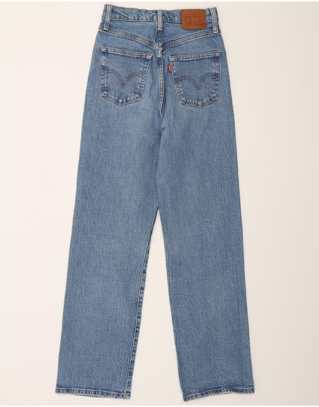 LEVI'S Dame Ribcage Straight Jeans W24 L28 Blå Bomuld