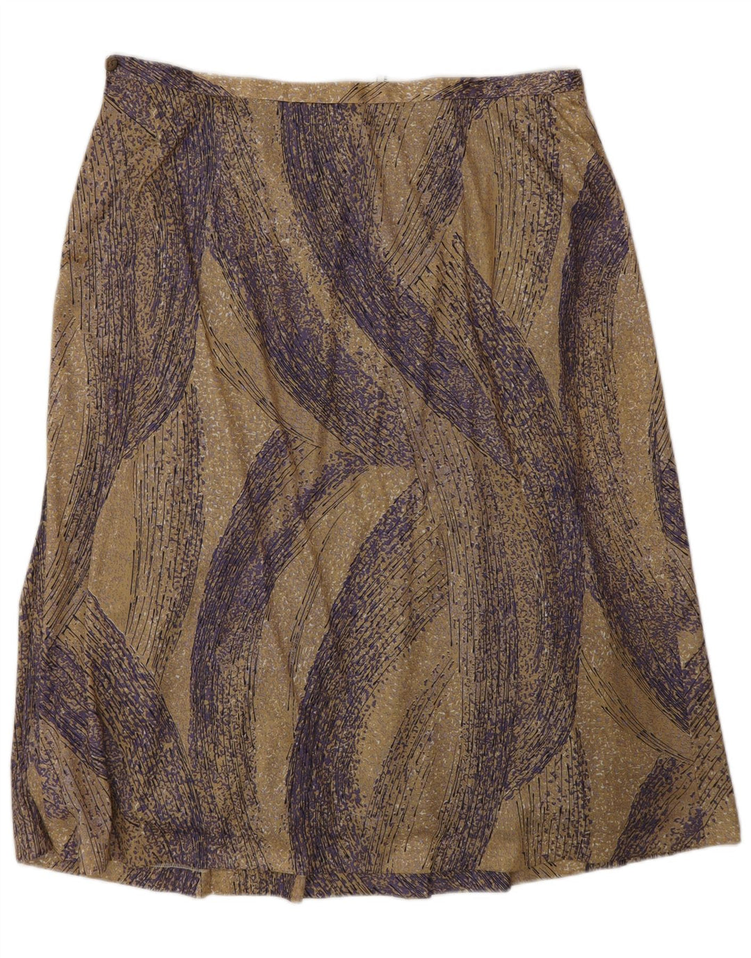 Vintage kvinders abstrakt mønster A-line nederdel W34 stor beige polyester