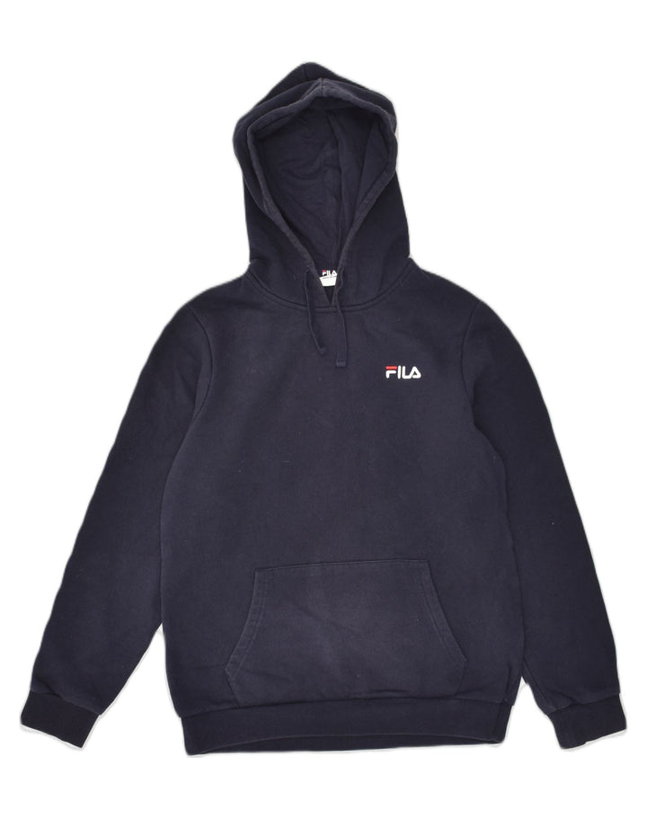 FILA Mens Hoodie Jumper Small Navy Blue Cotton | Vintage Fila | Thrift | Second-Hand Fila | Used Clothing | Messina Hembry 