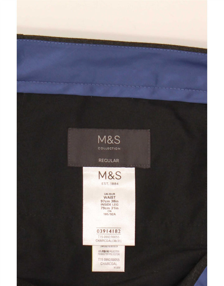 Marks & Spencer Herre Regular Fit Suit Bukser W38 L31 Grå polyester