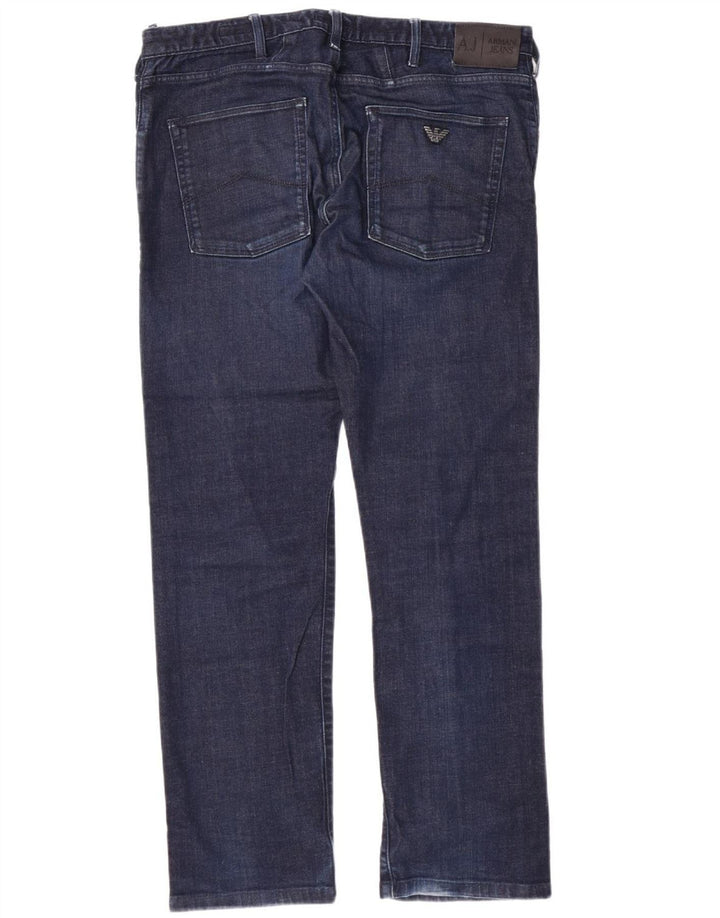 ARMANI Straight jeans til mænd W34 L29 Marineblå bomuld