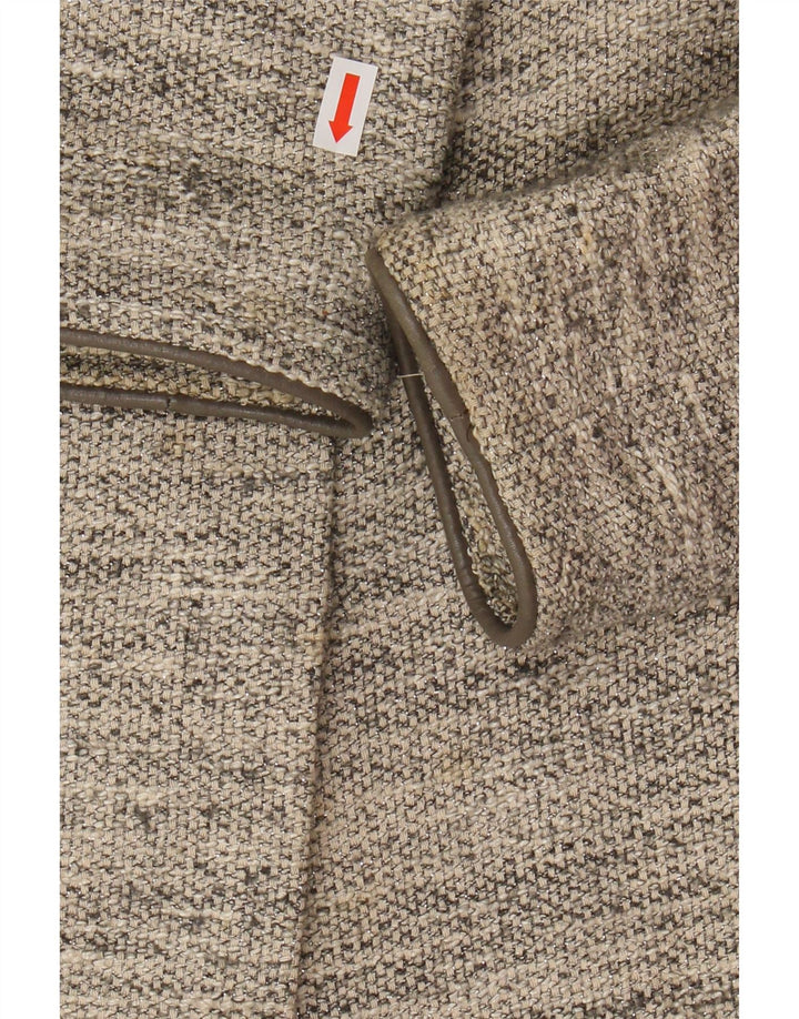 MASSIMO DUTTI Womens Overcoat EU 38 Small Beige Flecked Cotton