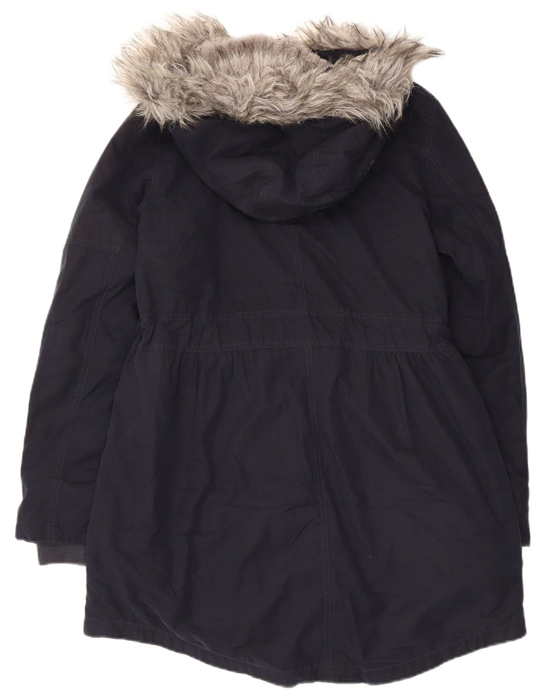 Oasis Dame Hætte Sherpa Parka Jacket UK 10 Small Navy Blue Polyester