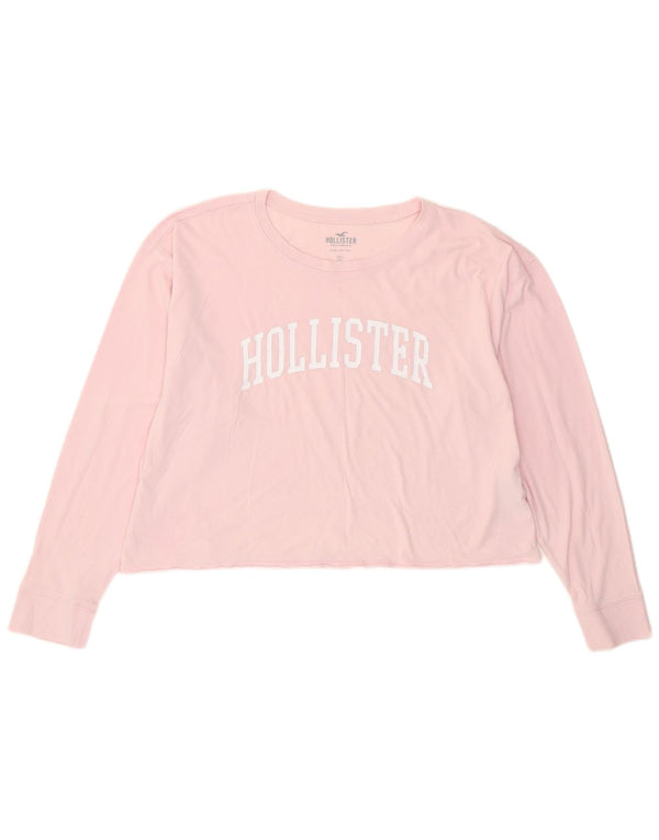 Hollister Womens Crop Oversized grafisk top Langærmet UK 10 Small Pink