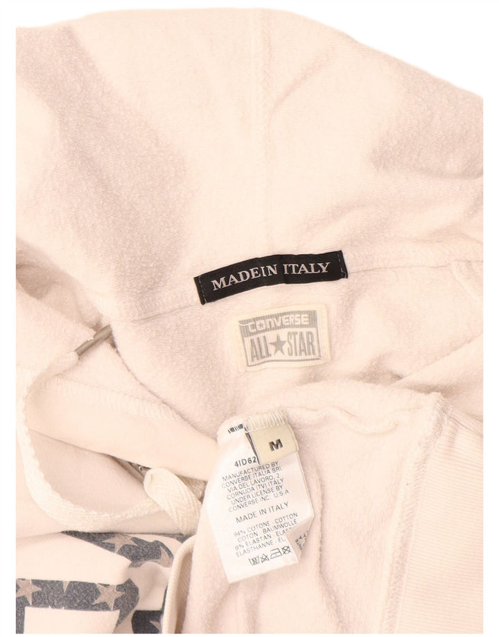 CONVERSE Grafisk hættetrøje til kvinder UK 12 Medium hvid bomuld