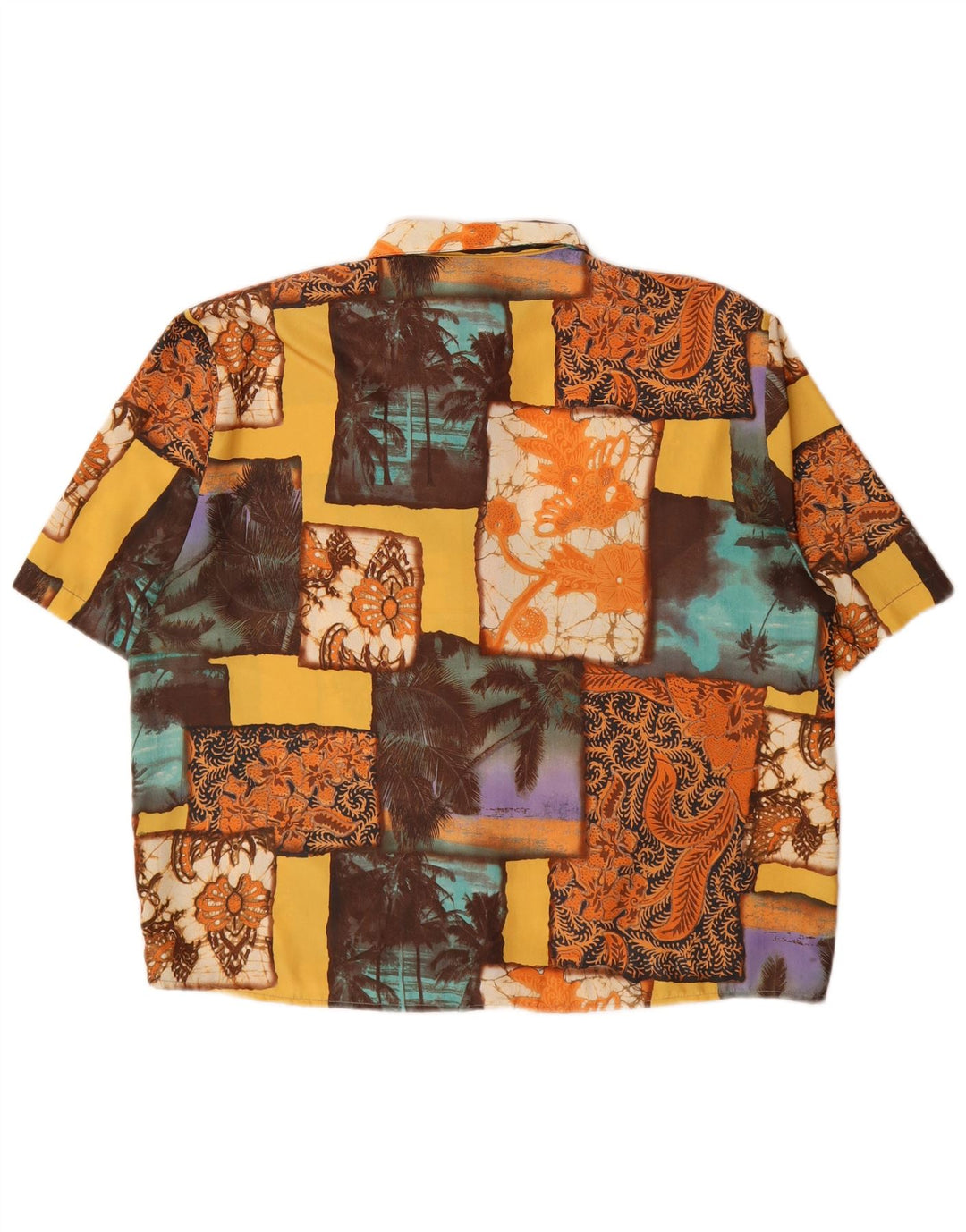 Vintage dameskjortebluse UK 16 Stort flerfarvet patchwork