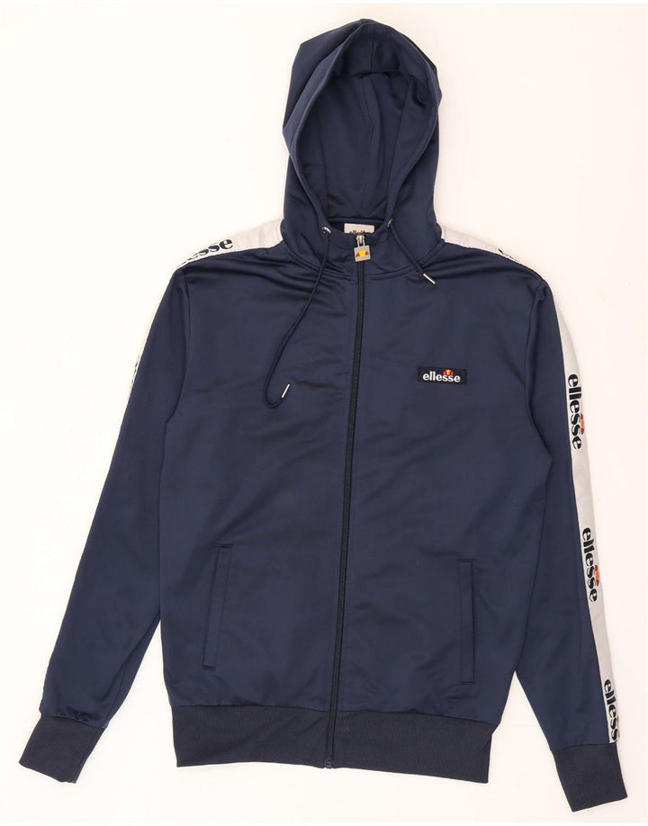 Ellesse Herre grafisk hættetrøje med lynlås Medium Navy Blue Colourblock