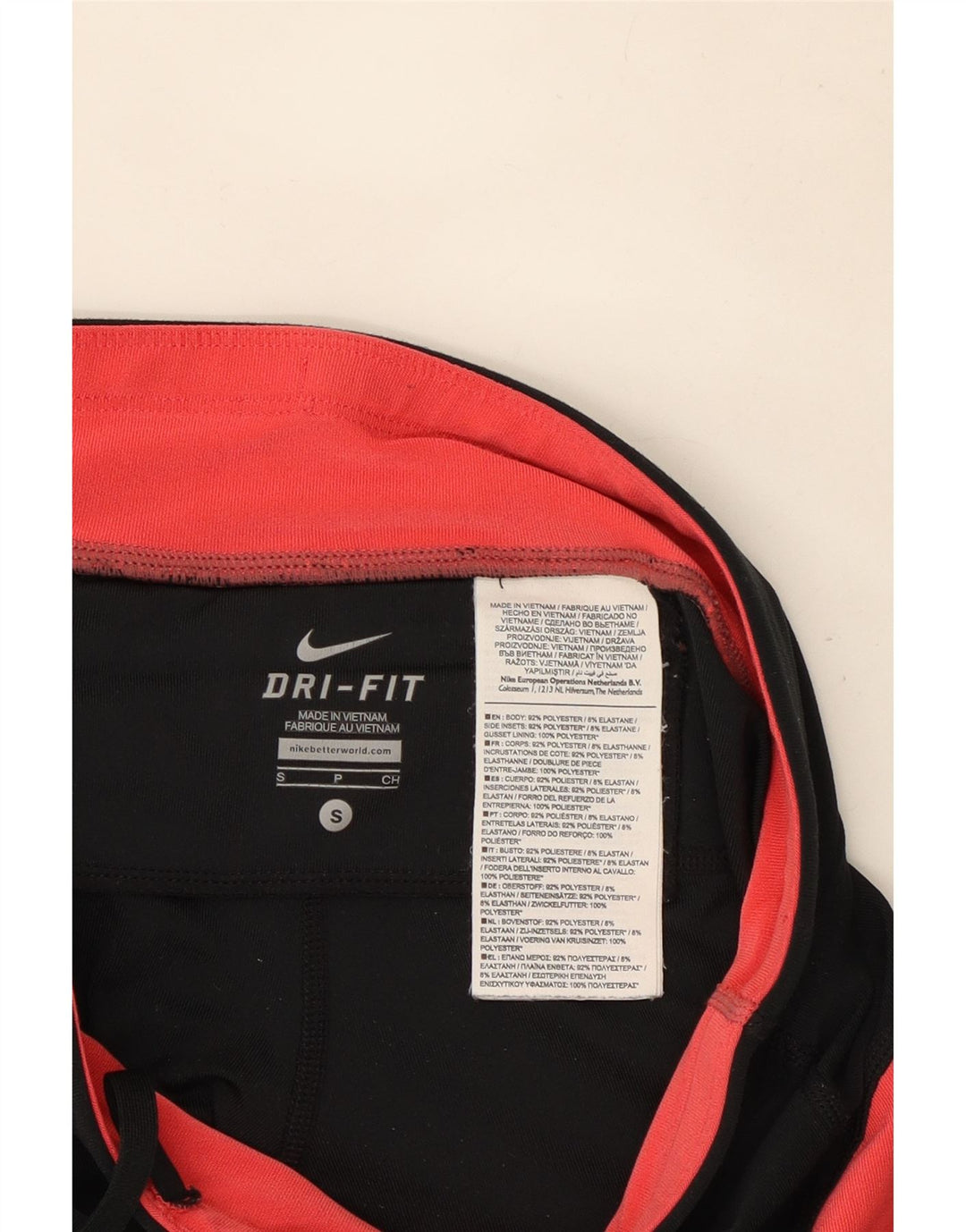 Nike Dame Dri Fit Leggings UK 8 Small Black Colourblock Polyester