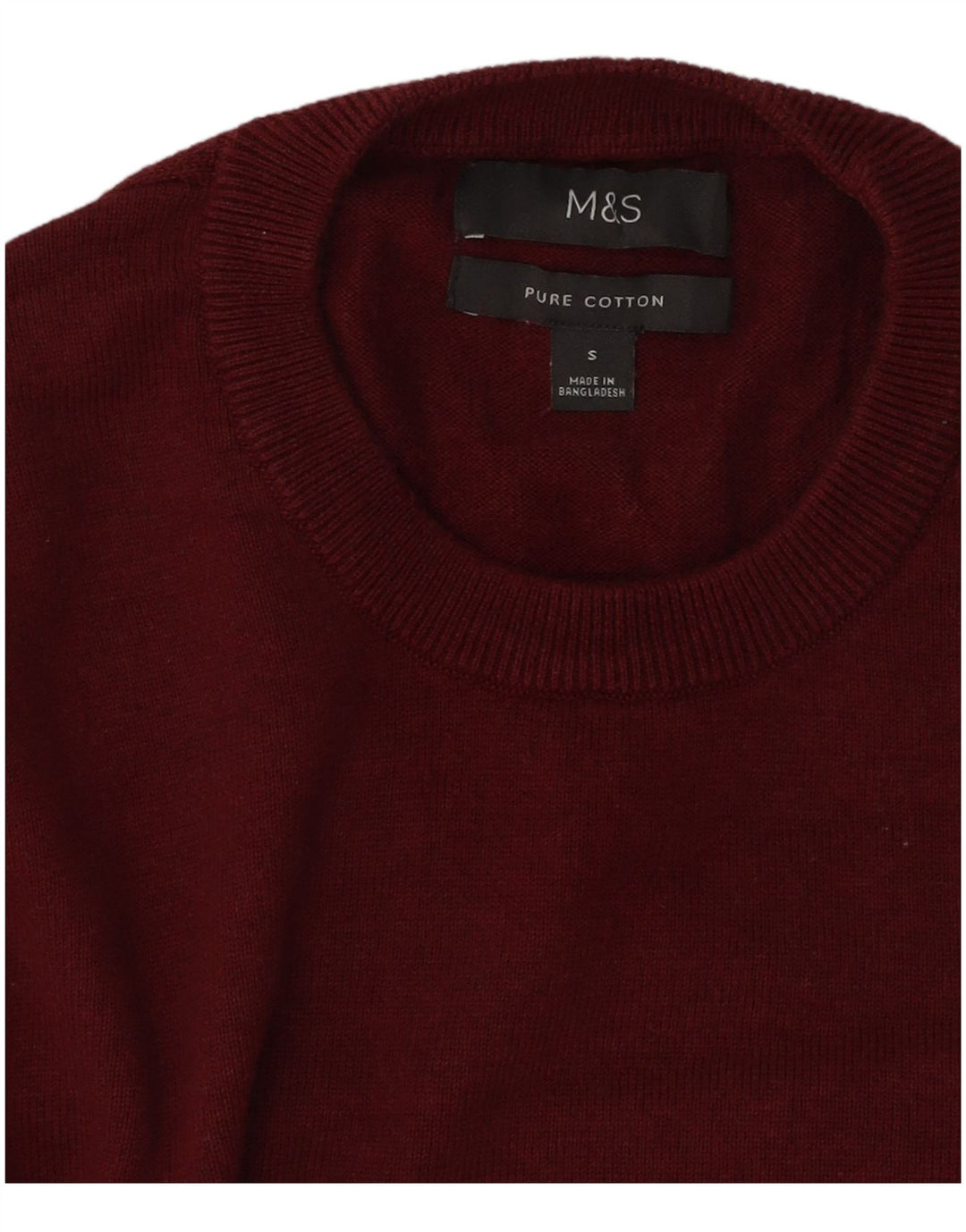 MARKS & SPENCER Herre sweater med rund hals, lille Bourgogne bomuld