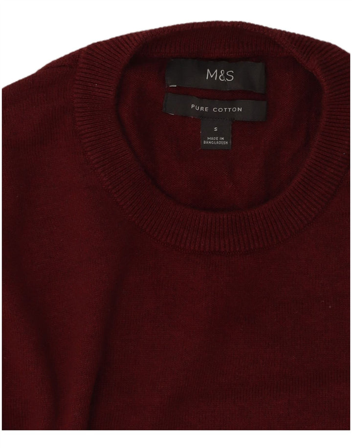 MARKS & SPENCER Herre sweater med rund hals, lille Bourgogne bomuld